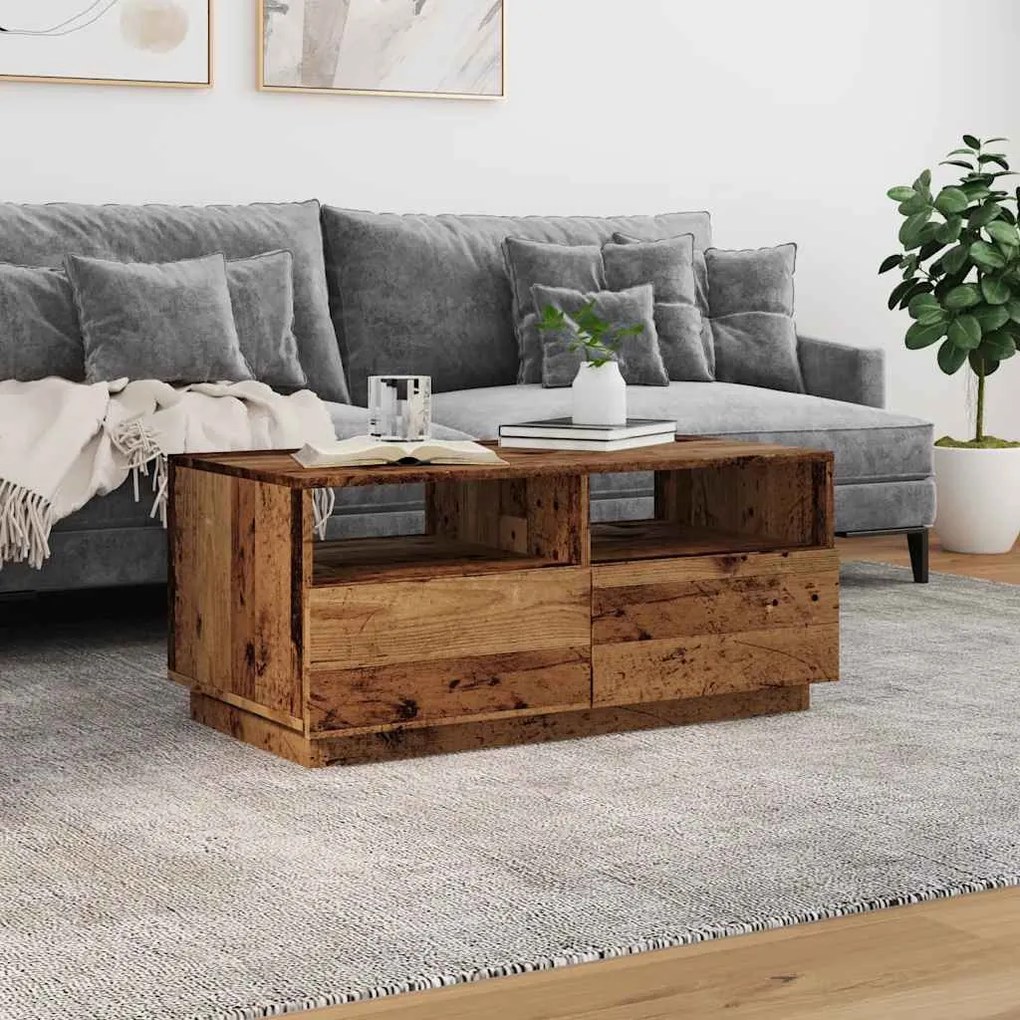 Antik fa színű dohányzóasztal LED-lámpákkal 90 x 49 x 40 cm