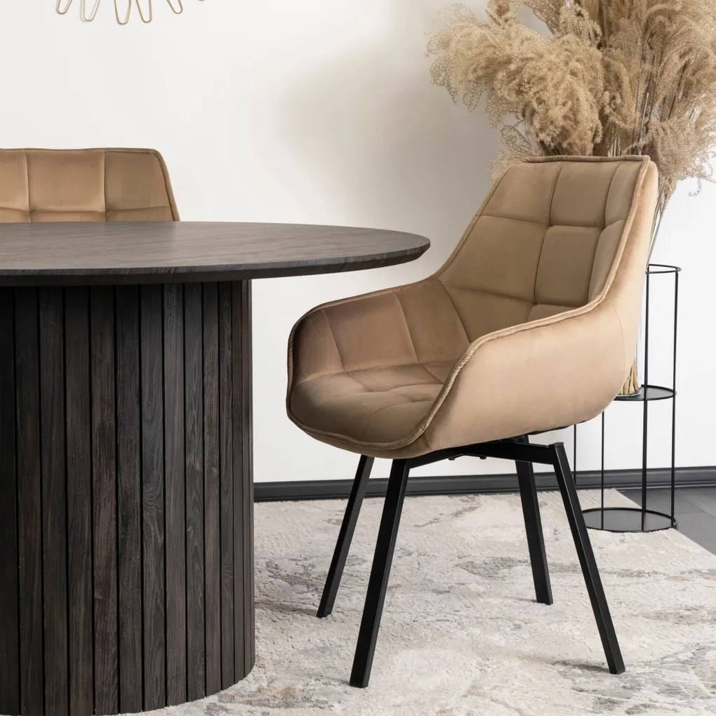 Forgó szék bézs színben, bársony kárpittal, LUNA