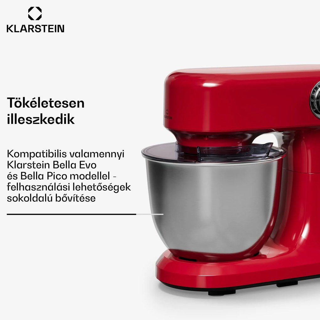 Klarstein Bella Evo/Bella Pico keverőtál | rozsdamentes acél | 5 liter | 0,6 kg tészta | mosogatógépben mosható | mosogatógépben mosható