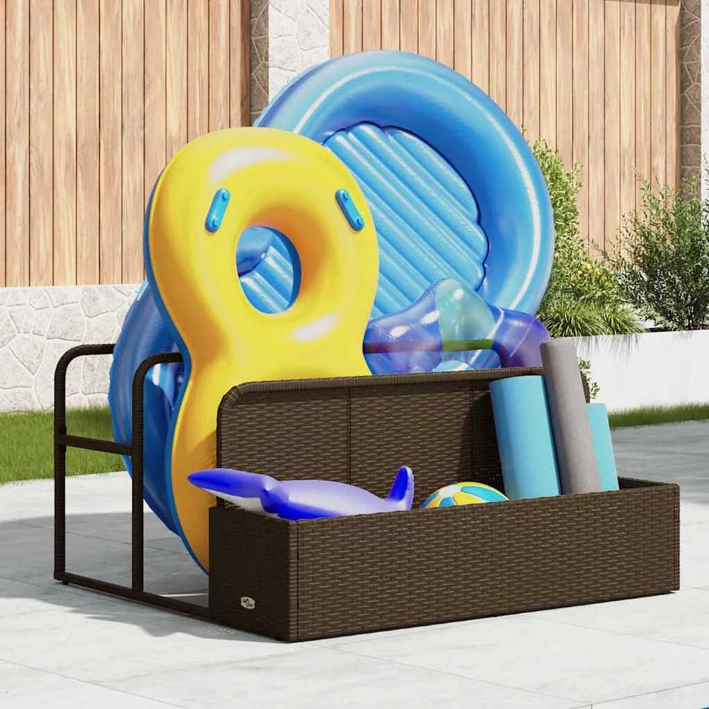 barna polyrattan medence melletti úszótároló 110x100x57 cm
