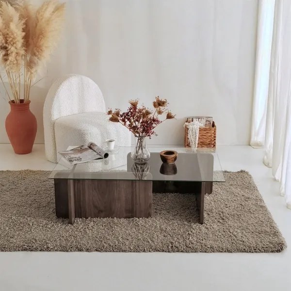 ESCAPE dohányzóasztal 30x105 cm barna/átlátszó