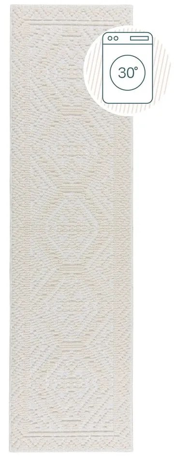 Krémszínű mosható zsenília futószőnyeg 60x240 cm Jaipur – Flair Rugs