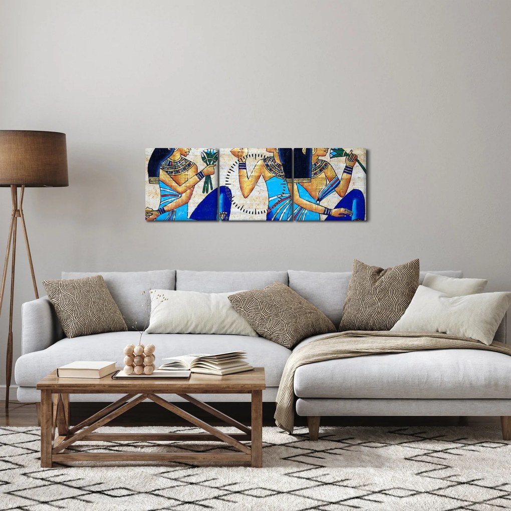 Kép - egyiptomi festmények (órával) (90x30 cm)