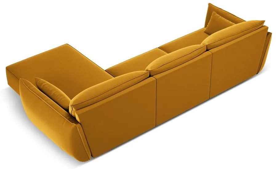 Mustársárga bársony sarokkanapé (jobb oldali-heverő résszel) Vanda – Mazzini Sofas