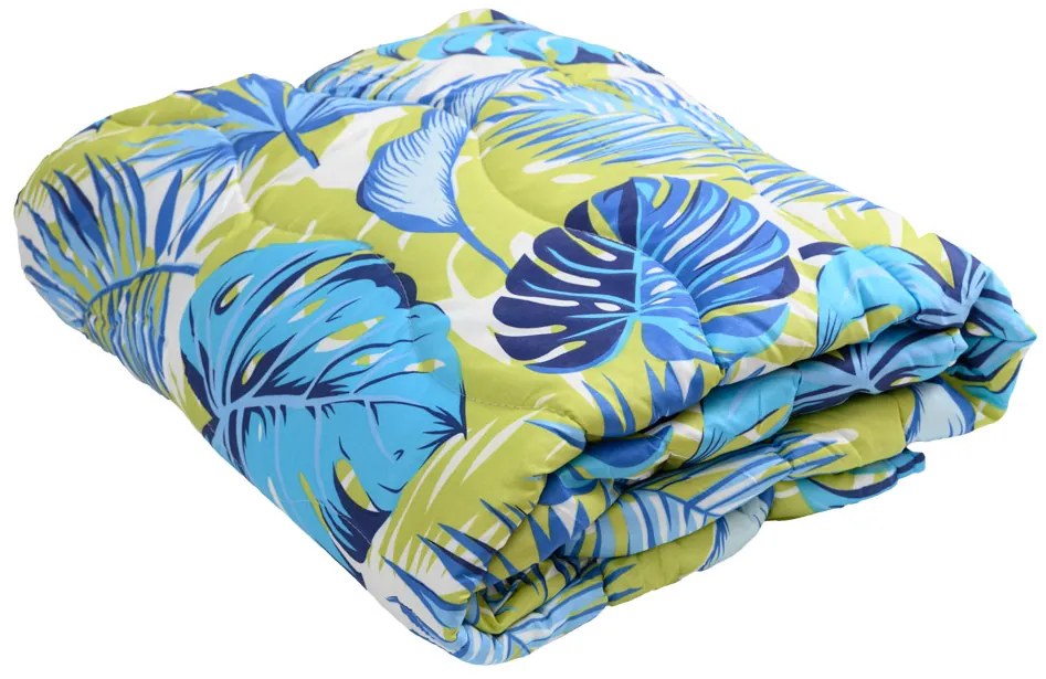 Egész éves steppelt takaró 140x200 cm párnával ARECANO kék-zöld 70x90 cm