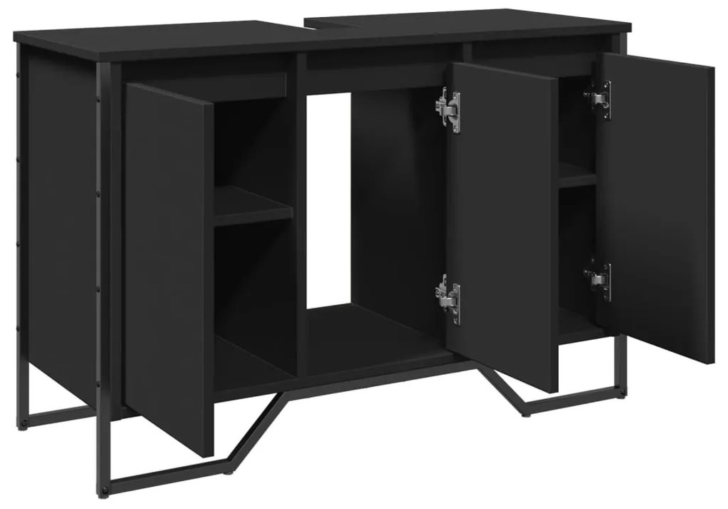 fekete szerelt fa fürdőszobai mosdószekrény 91 x 35 x 60 cm