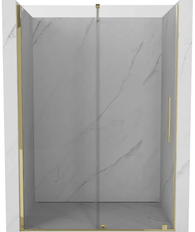 Mexen Velar, nyitható tolóajtó 160x200 cm, 8mm átlátszó üveg, arany fényes, 871-160-000-01-50