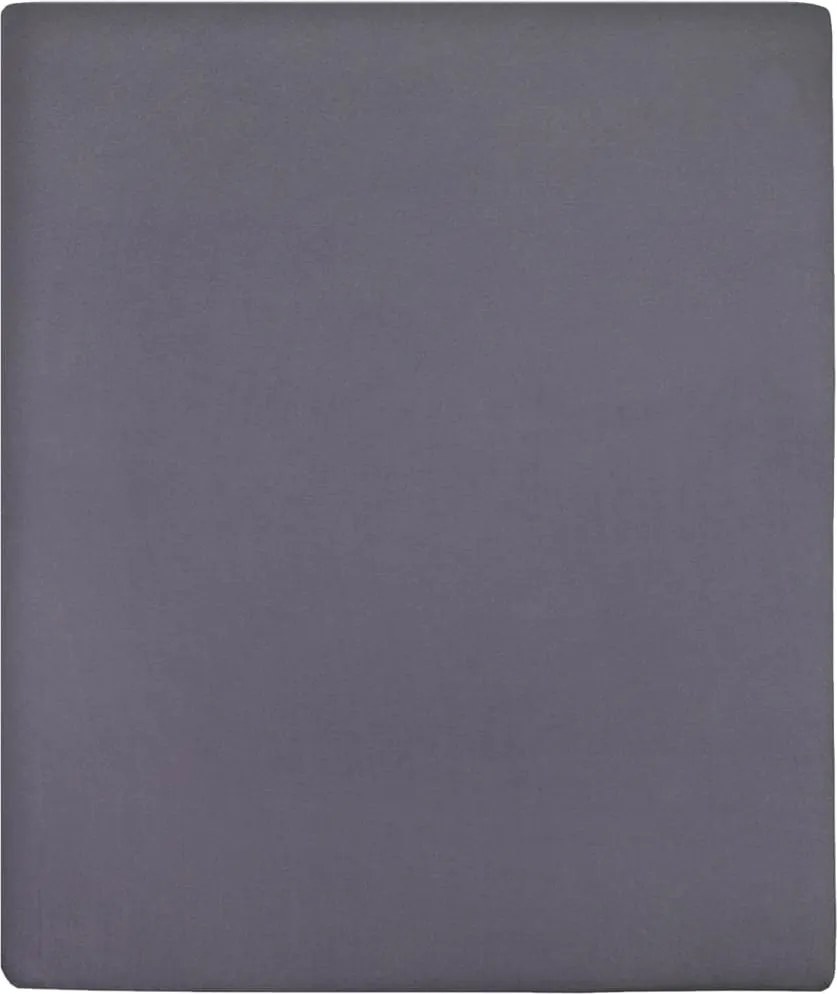 vidaXL 2 db antracitszürke pamutdzsörzé gumis lepedő 140 x 200 cm