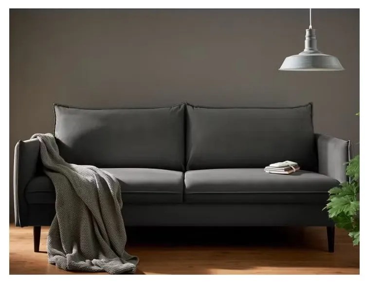 Sötétszürke bársony kanapé 203 cm Juli – Ropez