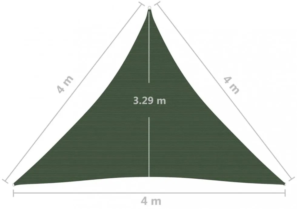 sötétzöld HDPE napvitorla 160 g/m² 4 x 4 x 4 m