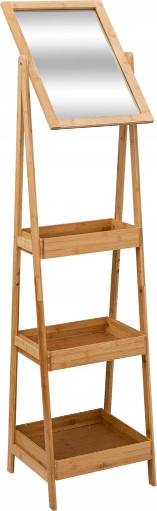 Fürdőszobai Polc Tükörrel 3 Polcos bambusz