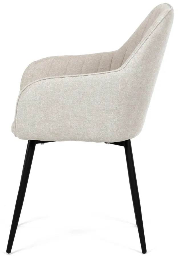 Scaun de sufragerie elegant, stofă bej, metal negru