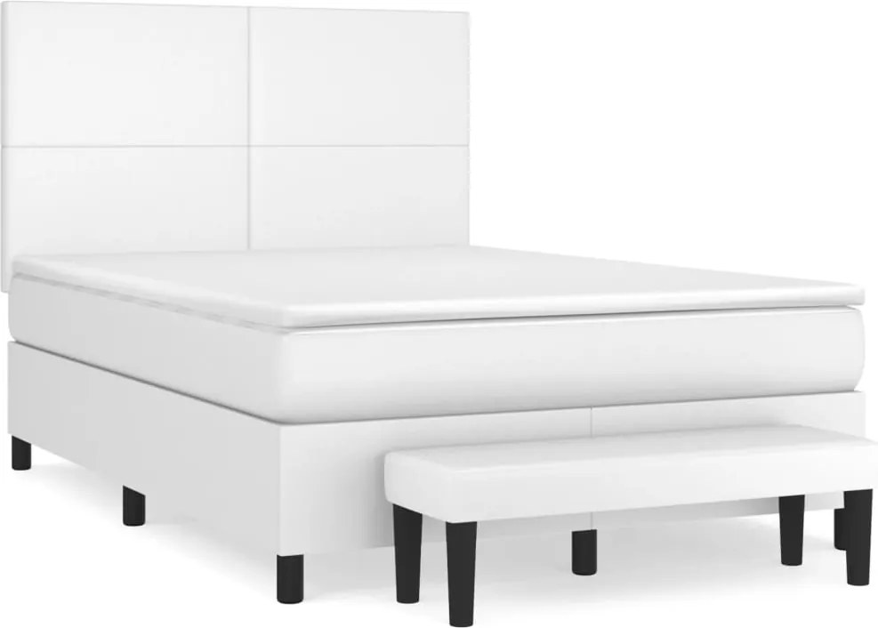 vidaXL fehér műbőr rugós ágy matraccal 140 x 200 cm
