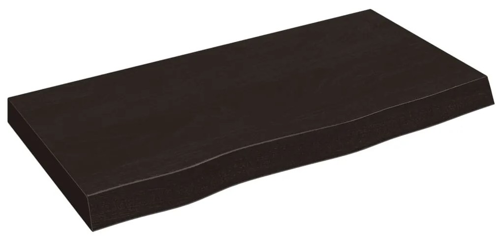 sötétbarna kezelt tömör tölgyfa fali polc 80x40x(2-6) cm