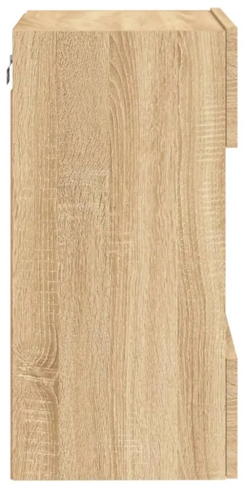 2 db sonoma tölgy színű fali szekrények LED világítással TV-hez 40x30x60,5 cm