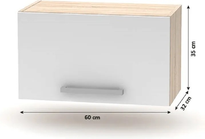 Konyhabútor 2,4 m, tölgy sonoma/fehér, NOVA PLUS