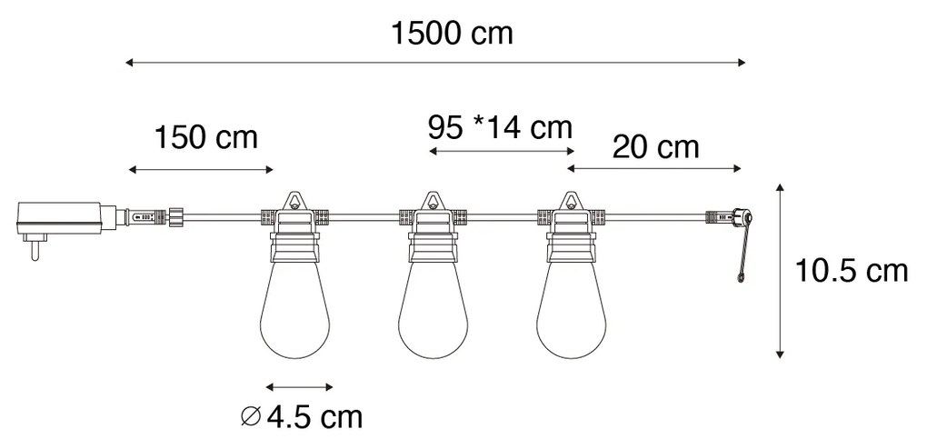 Okos LED fényfüzér 15 méter 15 lámpa opál RGBW IP44 - Chill