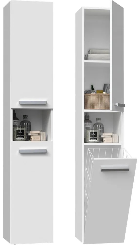 Drohmo Nel III fürdőszoba szekrény, 31x174x30 cm, fehér