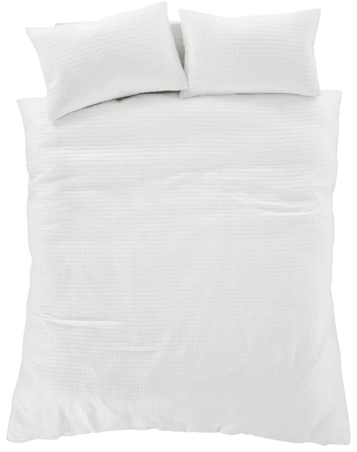 Fehér kétszemélyes hosszabbított ágyneműhuzat 230x220 cm Muscat Waffle – Pineapple Elephant