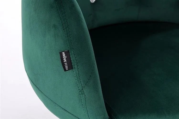HR333N Sötétzöld velur modern szék krómozott lábbal