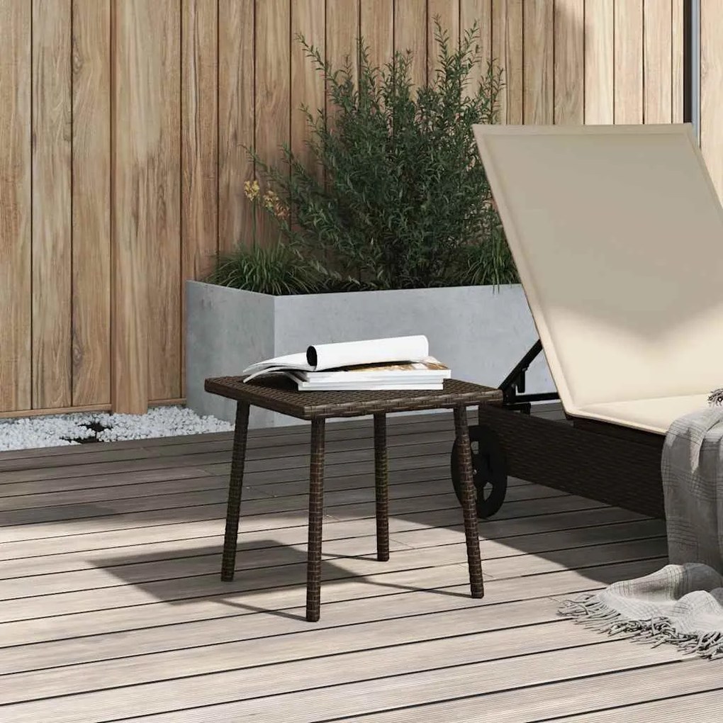 téglalap barna polyrattan kerti dohányzóasztal 40x40x37cm