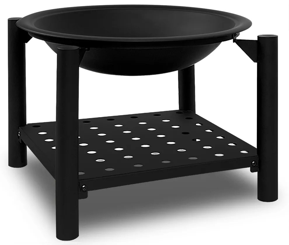 FIRE tűzrakóhely fatárolóval, Ø55cm, fekete Gardebruk