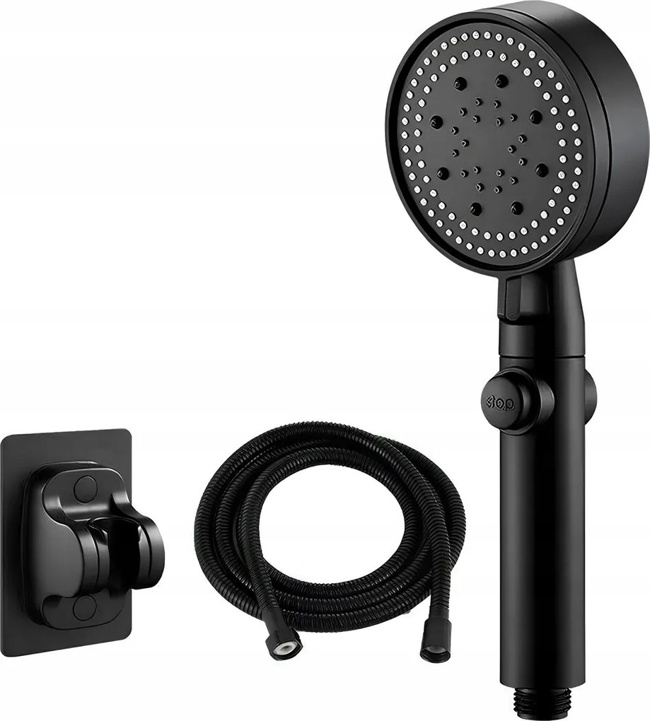 Zuhanyfej zuhanyfej fogantyúval és tömlővel fekete 5 üzemmód fürdőszoba szett