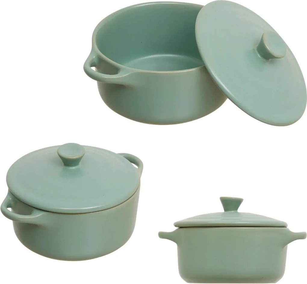 Mini Hőálló Edény Zöld 10CM Előétel Sütéshez Desszertek