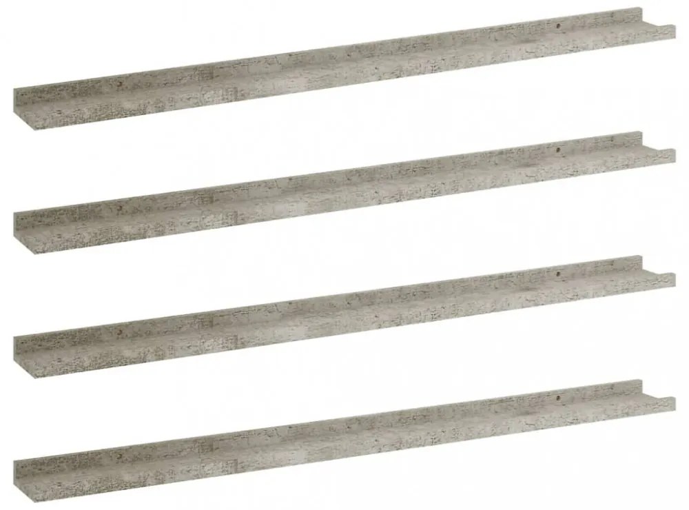 4 db betonszürke fali polc 100 x 9 x 3 cm