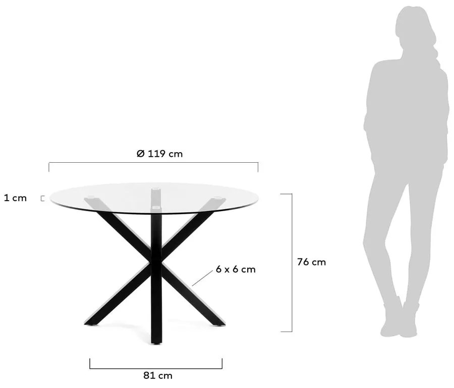 Kerek étkezőasztal üveg asztallappal, ø 119 cm - Kave Home