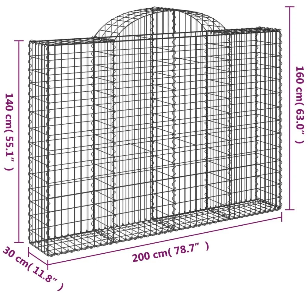 10 db íves horganyzott vas gabion kosár 200x30x140/160 cm