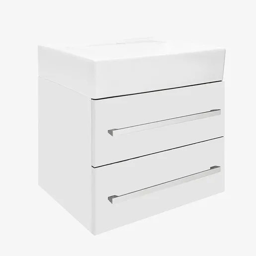 SAT Cube Way Fürdőszobaszekrény mosdóval 60x53x46 cm fehér fényes CUBE46602BISATCWL