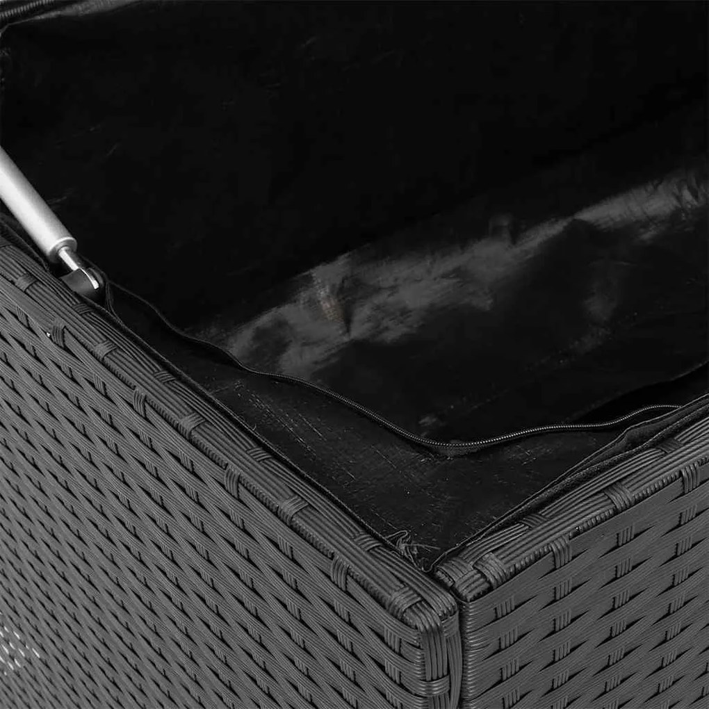 Fekete Polyrattan Kerti Tárolóláda 110 X 50 X 58 Cm