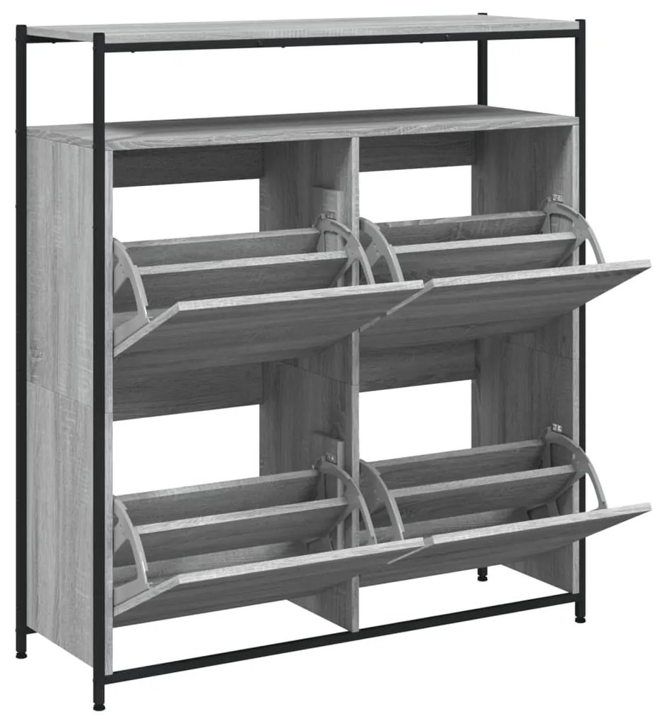 szürke sonoma cipőszekrény 4 kihajtható fiókkal 100x34x112 cm