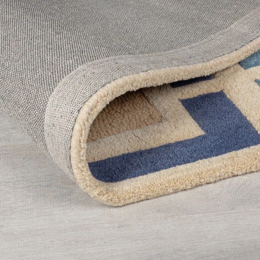 Kék-narancssárga kézi szövésű gyapjú szőnyeg 200x290 cm Retro Blocks – Flair Rugs