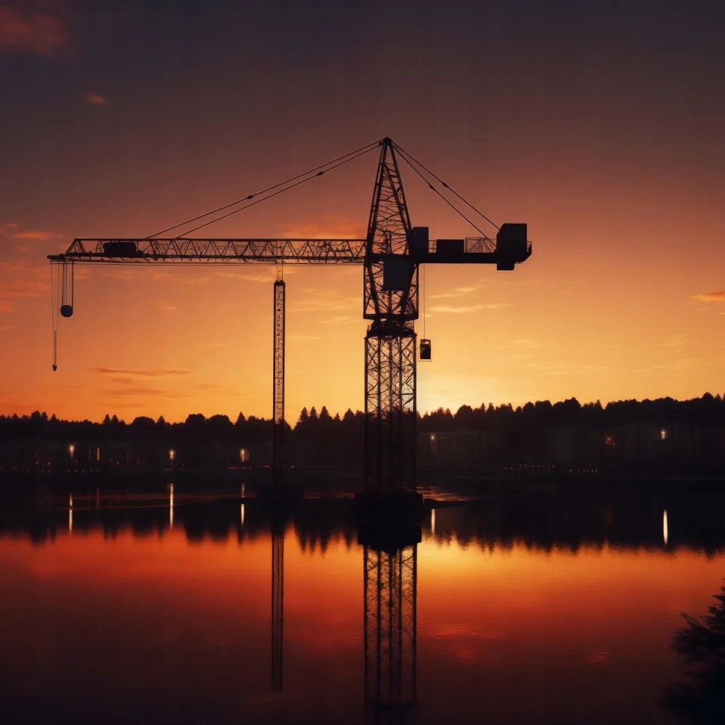 Poszter 100x100cm Alkonyat a daru felett