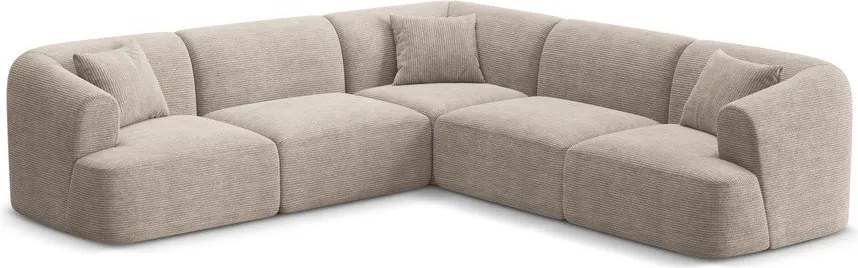 Világosbarna kordbársony sarokkanapé Campi – Cosmopolitan Design