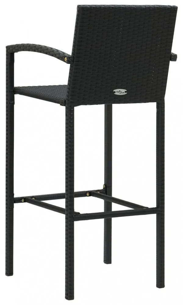 4 db fekete polyrattan bárszék
