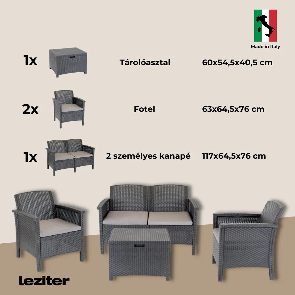 Venus 4 személyes kerti bútor garnitúra cappuccino