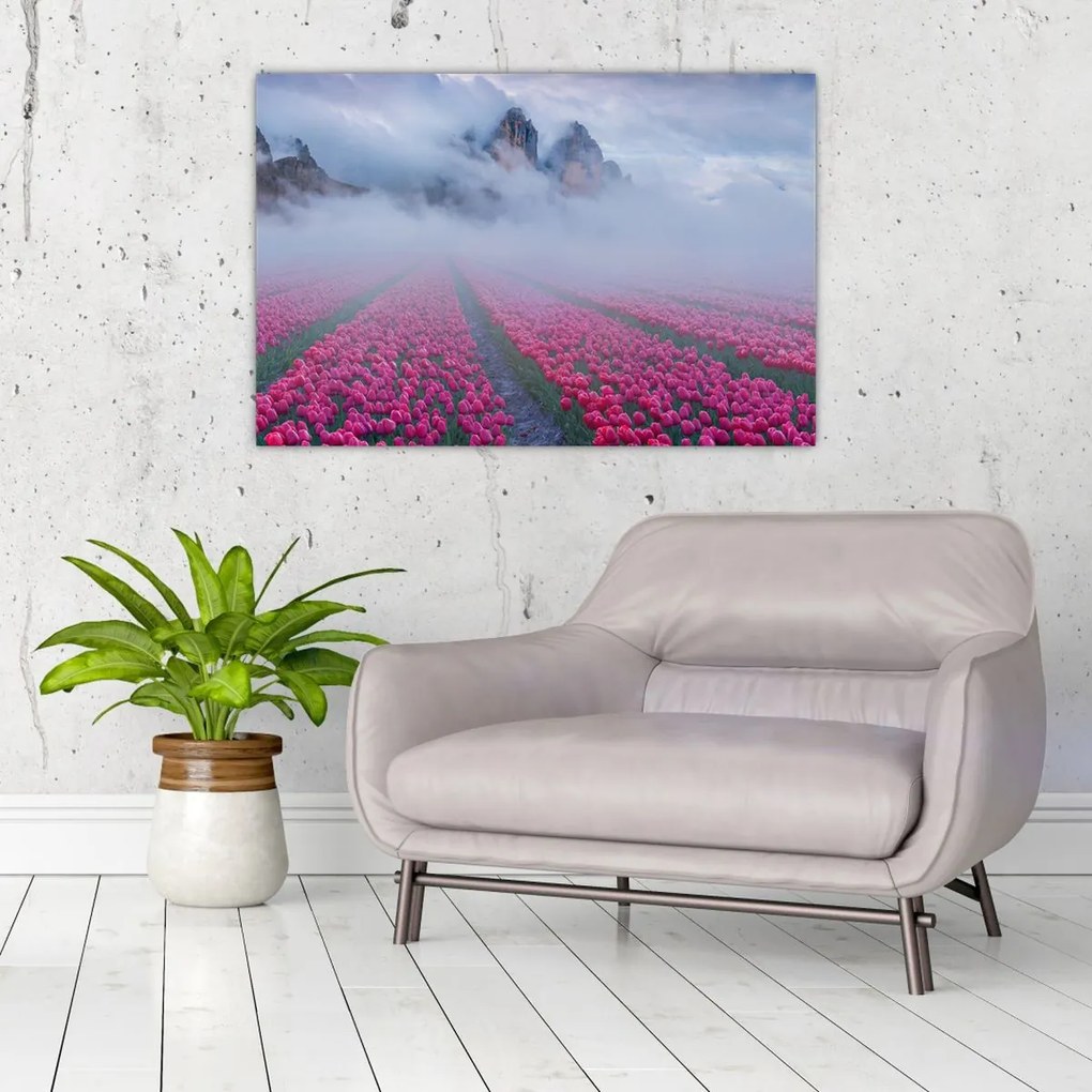 Kép - Tájkép tulipánmezőkkel (90x60 cm)