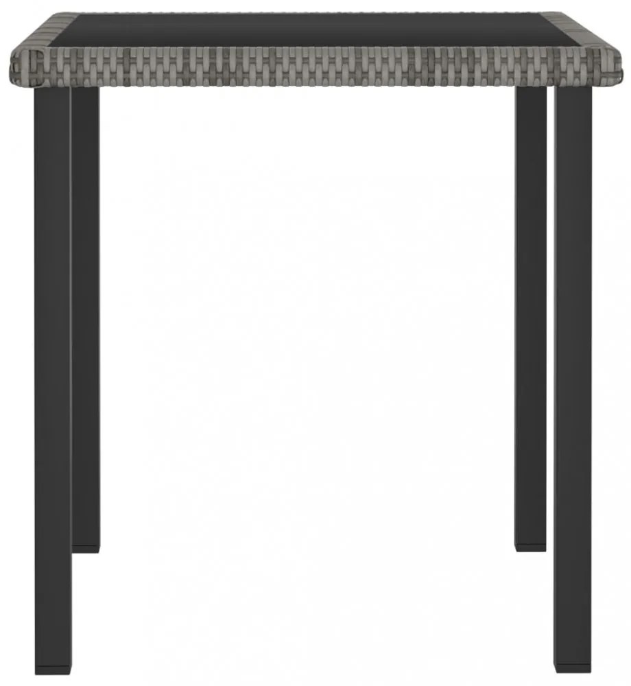 szürke polyrattan kerti étkezőasztal 70 x 70 x 73 cm