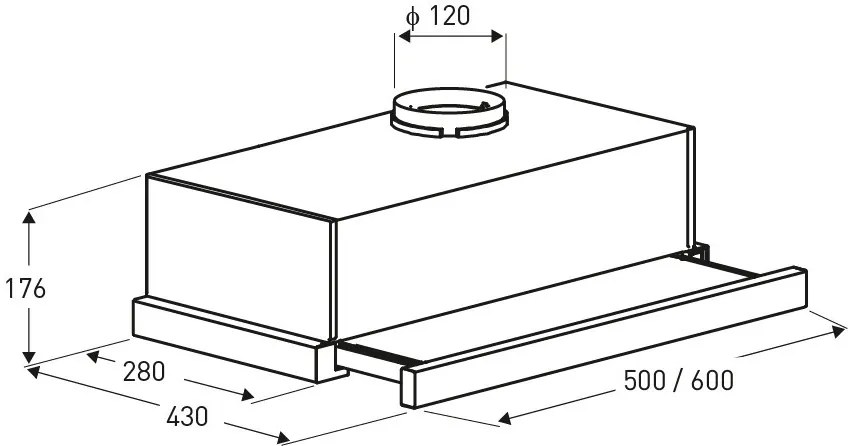Treviso Black konyhai páraelszívó 50 cm széles