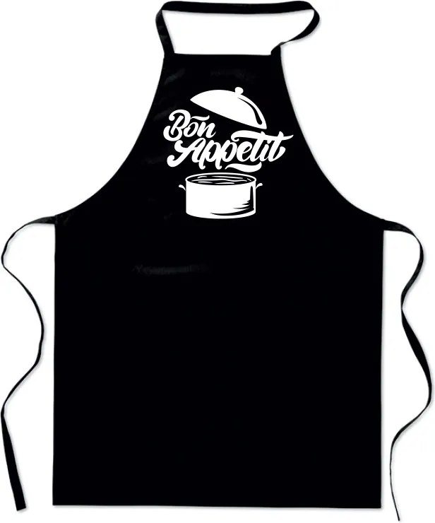 Fekete Nyomtatott Kötény Bon Appetit konyhai Pamut szakács grill
