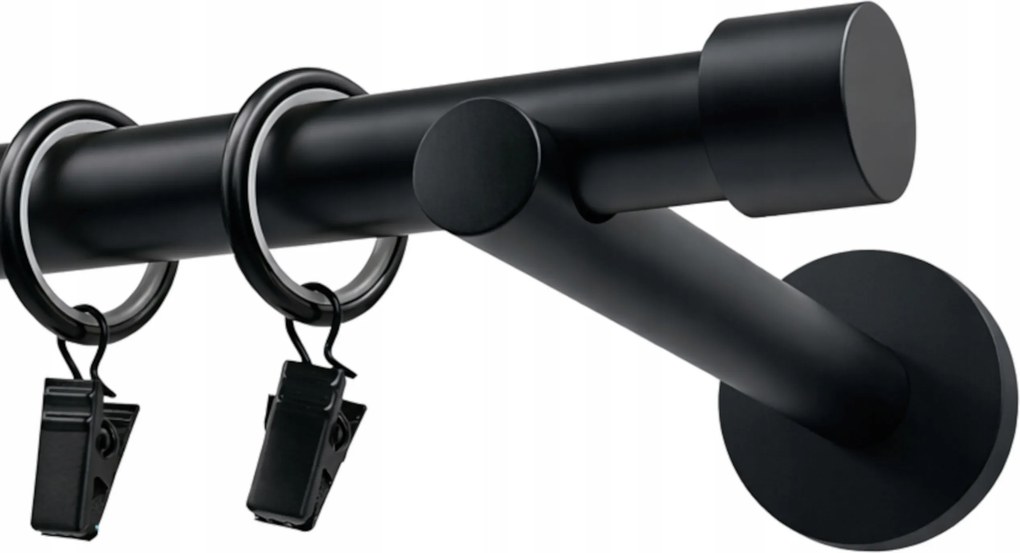 Függönykarnis Szimpla Fém 19 mm Fekete Matt 400 cm