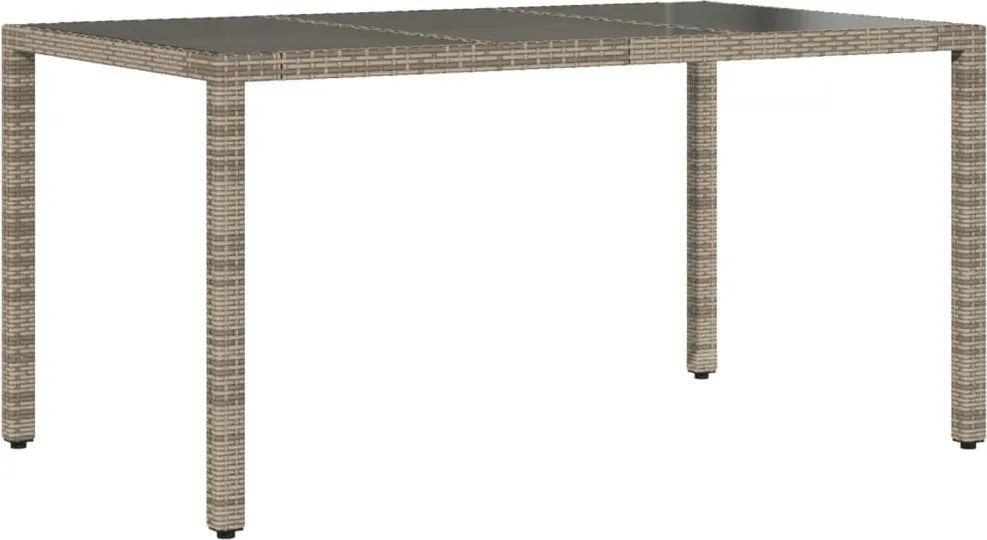 vidaXL szürke polyrattan üveglapos kerti asztal 150 x 90 x 75 cm