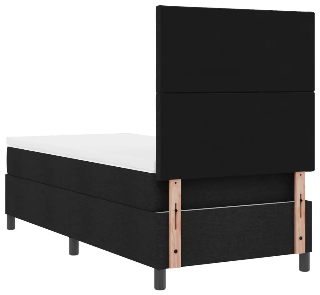 Box Spring Ágy Matrac Fekete Egyszemélyes Szövet