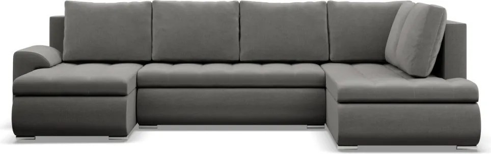 Tokio U sarokkanapé, 3 ágyneműtartóval, bársony, jobboldali, világosszürke