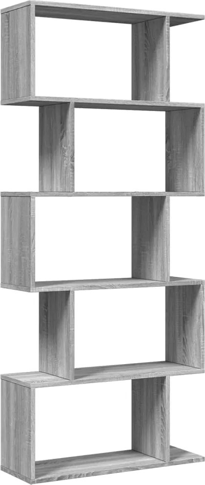 vidaXL 5 szintes szürke sonoma fa elválasztó könyvespolc 70x24x161 cm