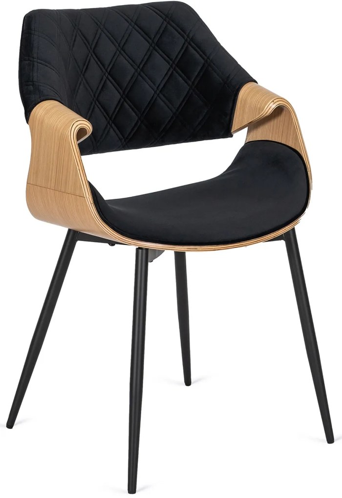 Elegáns Bársony Étkezőszék Fekete/Aranytölgy Színben. DAKOTA