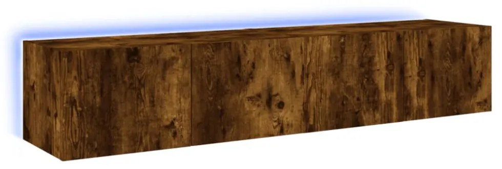 2 db füstös tölgy fali TV-szekrény LED-ekkel 80x35x31 cm